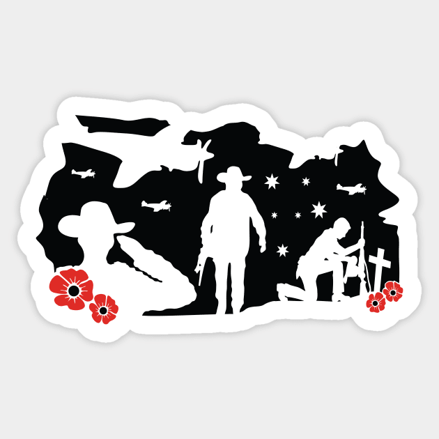 Anzac Day! Lest We Forget! Sticker by ArtOnly